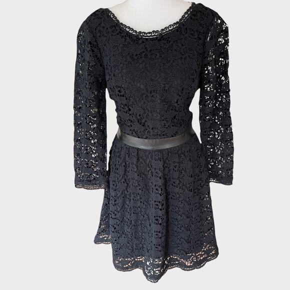 SALE! Joie Black Cotton Lace  Fit & Flare Dress S - Picture 2 of 10